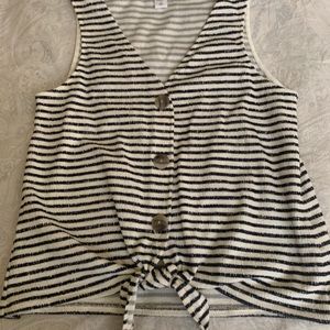 Old Navy Size small cream with navy striped buttoned tank.